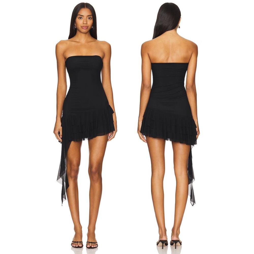 Majorelle Clara Mini Dress Strapless Mesh Ruffle Tiered Party Cocktail Hoco XS